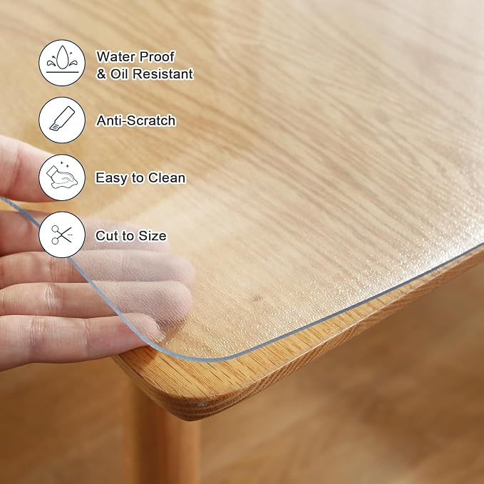 LovePads Frosted Desk Mat 20 x 40 Inch, 1.5mm Thick Frosted Table Protector, Waterproof Plastic Table Cover Protector, PVC Desk Protector Mat, Vinyl Desk Cover for Desktop, Coffee & Dining Table