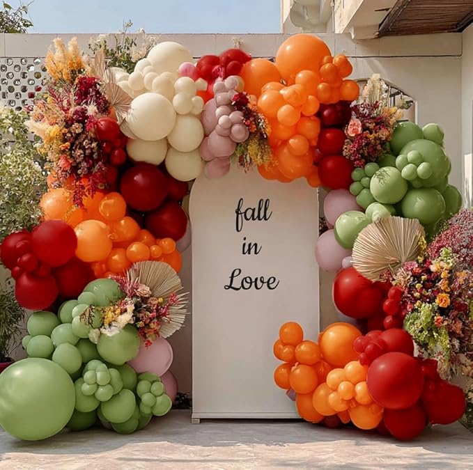 Sage Green Orange Red Balloons Double Stuffed Fall Balloon Burnt Orange Pink Balloons Burgundy Sand White Balloon for Birthday Baby Shower Wedding Bridal Shower Party Decorations