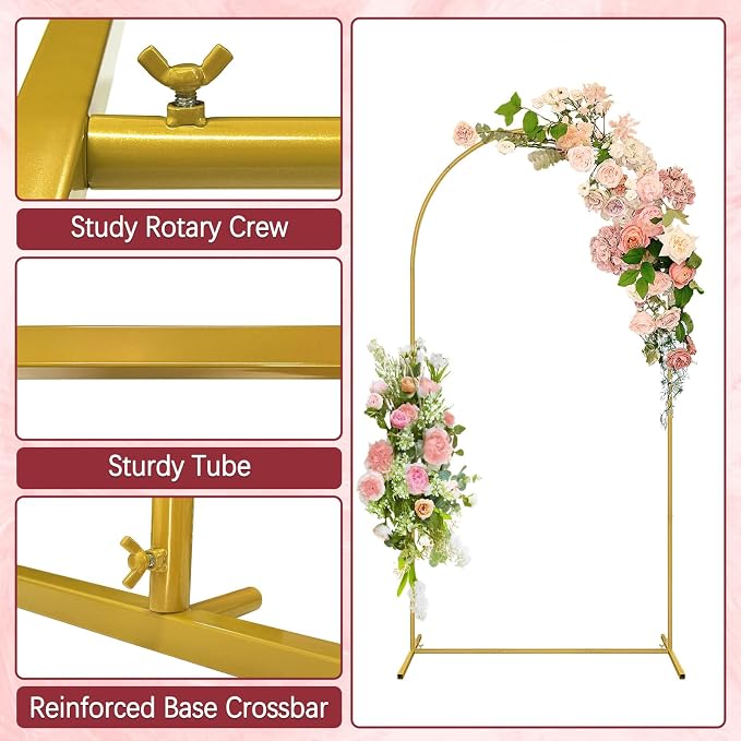 6.6FT Wedding Arch Backdrop Stand and Cover Set, Metal Balloon Arch Stand and Cover for Birthday Party Wedding Ceremony Bridal Baby Shower Graduation Decoration