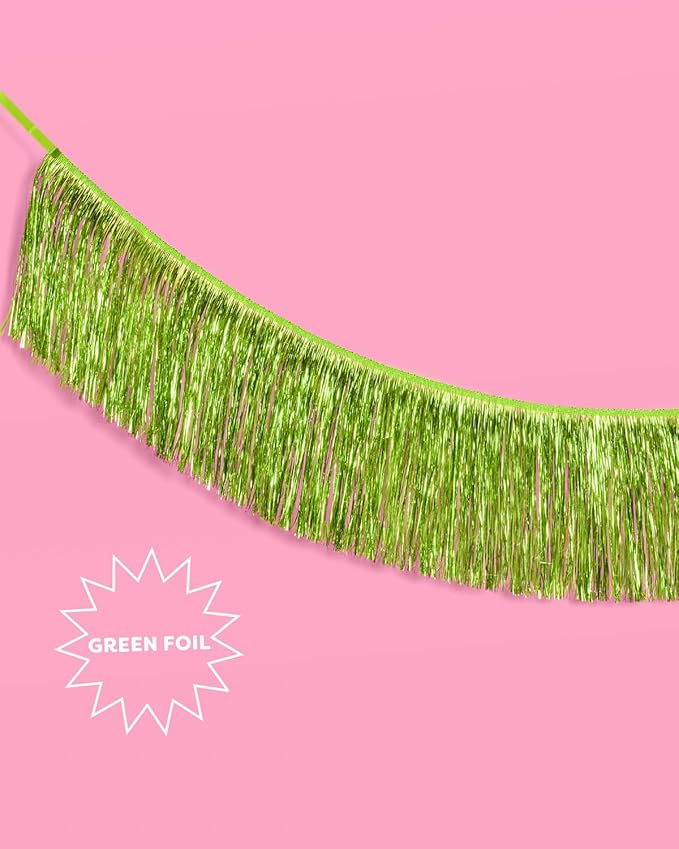 xo, Fetti Party Decorations Lime Green Fringe Banner - 4 ft. | Bachelorette Party Supplies, Birthday Photo Booth, Margarita Bach Decor, Bridal Shower Backdrop