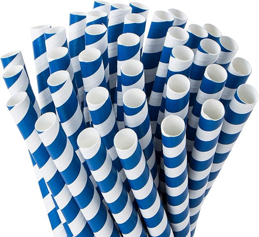 Webake Biodegradable Smoothie Straws, 0.4 Inch Wide, Bulk 100 Jumbo Thick Navy Blue Straws for Smoothies, Shakes, Christmas Decoration
