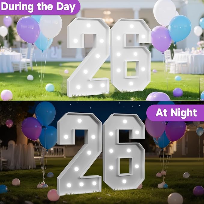 3FT Marquee Numbers 26 for Graduation, Graduation Decorations 2026, Large Light Up Numbers Sign for 26th Birthday Party Decorations, Anniversary Celebration Backdrop Decor for Women and Men