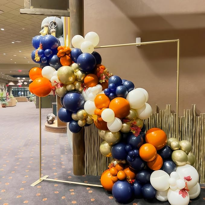 Fall Balloon Arch Kit, 129pcs Burnt Orange Retro Navy Blue White Sand Metallic Gold Fall Color Balloon Garland Arch for Birthday Harvest Autumn Thanksgiving Baby Shower Party Decorations
