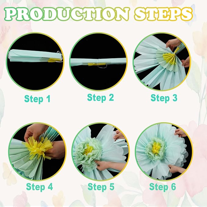 Giegxin 6 Pcs 31.5", 24" Pastel Giant Paper Flower Colorful Large Tissue Paper Flower for Wall Big Pastel Floral Decorations for Wall Wedding Bridal Shower Baby Shower Mexican Fiesta Crepe Birthday