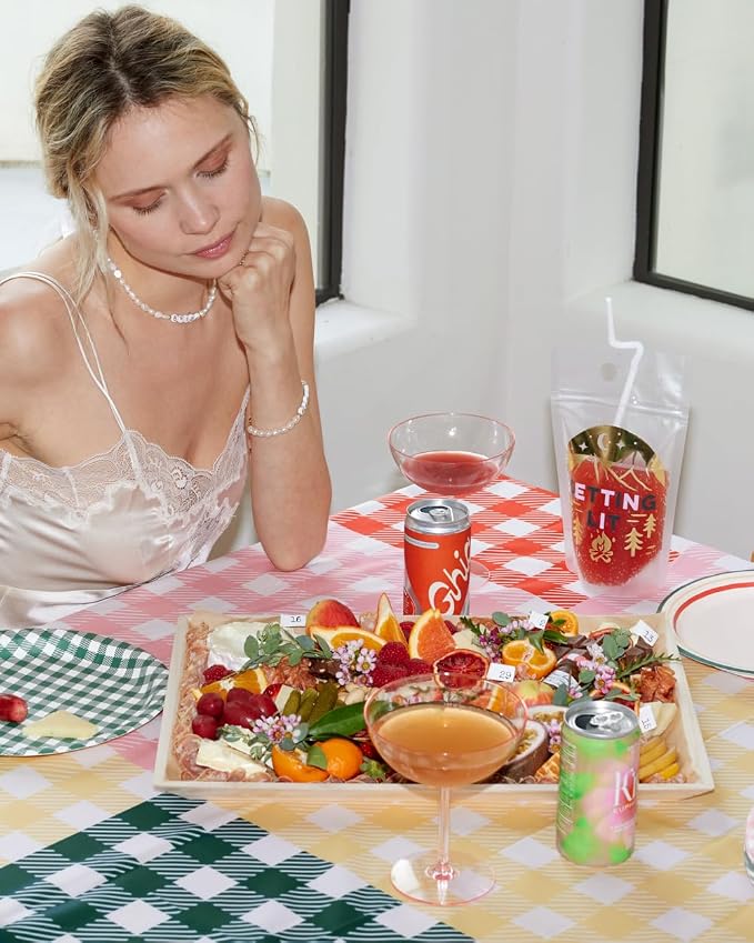 xo, Fetti Gingham Checkered Washable Tablecloth - 9ft. | Camp Bachelorette Party Supplies, Getting Lit + Getting Hitched, Glamping Birthday Party Decorations, Pastel Baby Shower, Cute Tableware