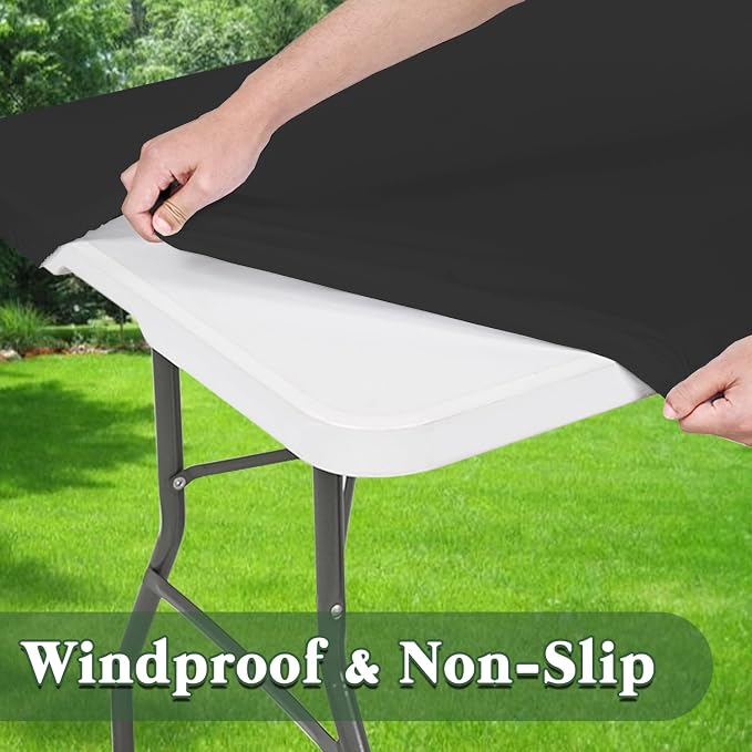 6 Pack Picnic Table Cover Elastic Fitted Tablecloths for 6 Foot Rectangle Tables Waterproof Stretch Washable Patio Folding Outdoor Spandex Table Cloth for Camping Banquet and Parties (Grey,30" x 72")