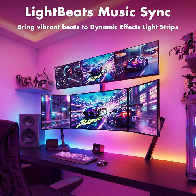 IC Smart RGB LED Strip Lights, 100FT LED Lights for Bedroom, App Control/Remote Control, Music Sync, DIY Design, Rainbow Chasing Effects, Strip Lights for Home, Party Decor