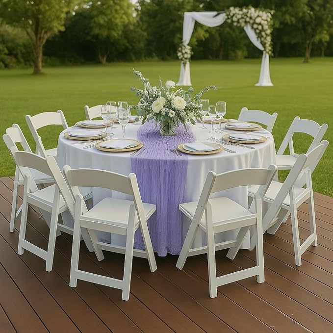 6 Pack Lilac 10FT Purple Cheesecloth Table Runner –120 Inch Boho Gauze Table Runners for Spring Wedding, Birthday, Fairy Garden Bridal Shower Decor