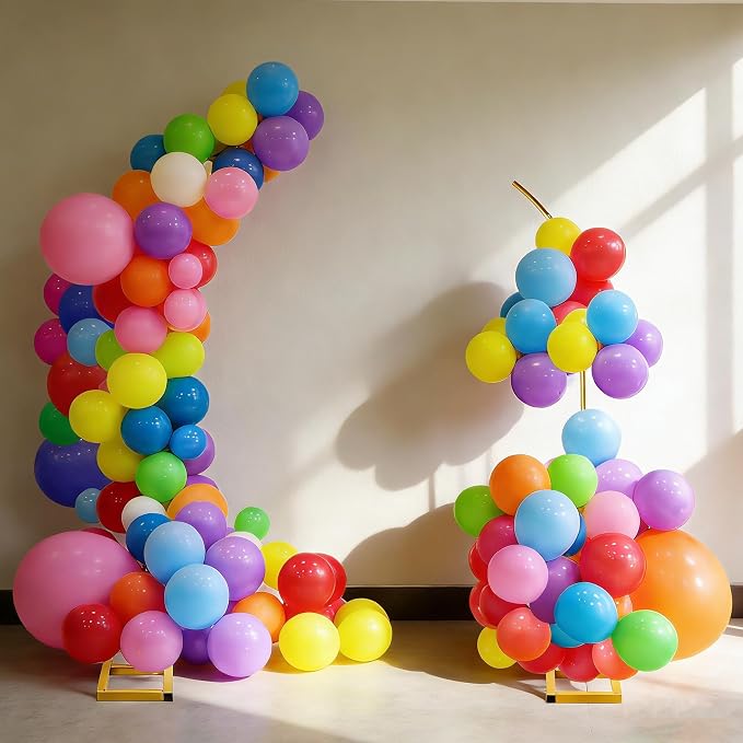 7.2ft and 5.9ft Half Balloon Arch Stand Kit with Heavy Duty Base, Comes with 8 Water Filling Bags - Metal Frame for Weddings, Birthdays, Party Backdrop Decoration.