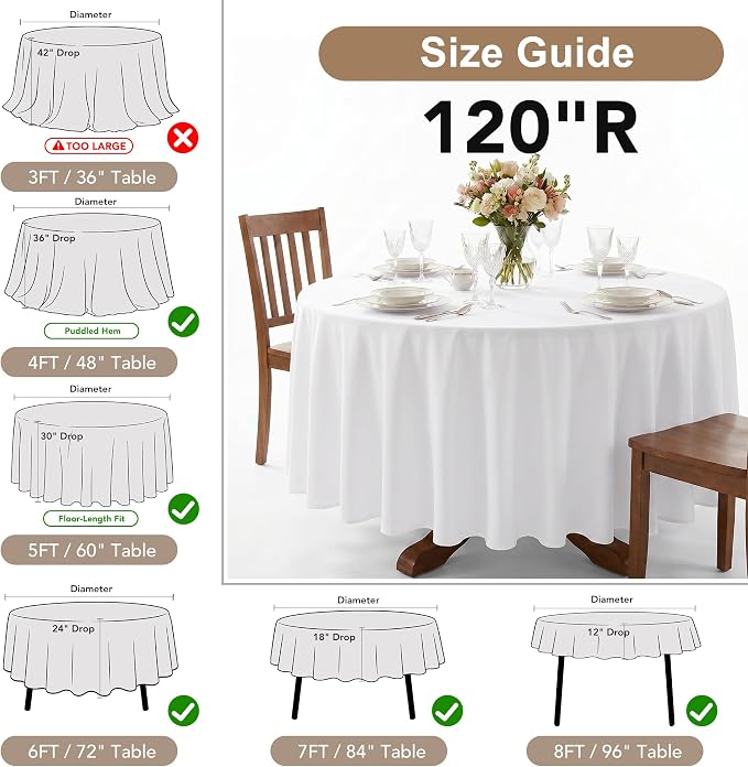 Fitable 6 Pack Red Round Tablecloths - 120 Inches in Diameter - Stain Resistant and Washable Table Clothes, Polyester Fabric Table Covers for Wedding, Party, Banquet, Formal Events