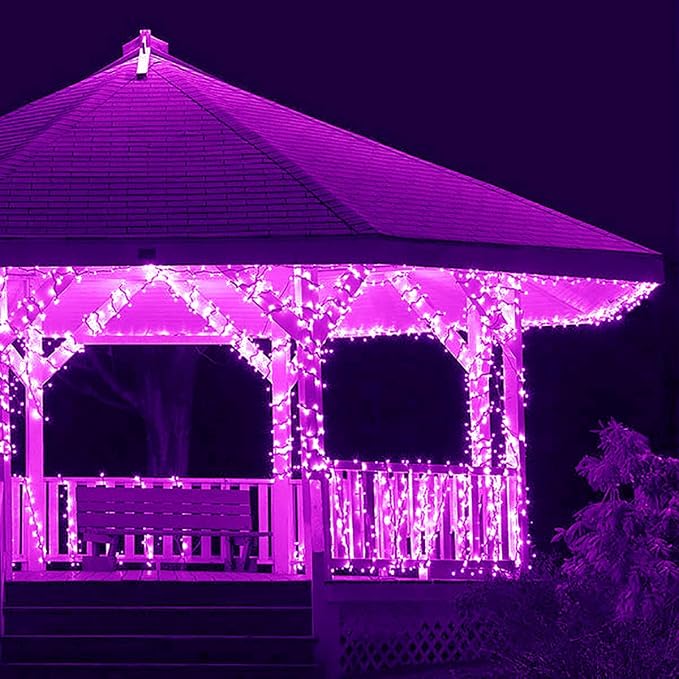 kemooie 500 LED Purple Christmas Lights, 164 FT 8 Lighting Mode Plug in Waterproof Christmas Lights Outdoor, for Birthday Christmas Wedding Party Garden Balcony Decor (Purple)