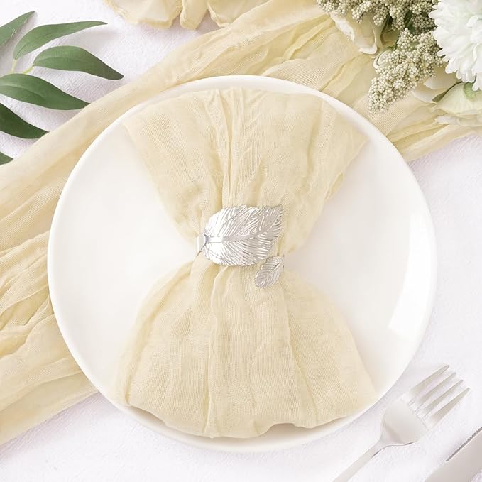 DeZerlor 20 Pack Beige Cheesecloth Napkins Spring Cloth Napkins Set of 20 Cream Dinner Napkins Bulk 21x21 Inches for Wedding Bridal Shower Baby Shower Parties
