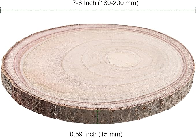 PINGEUI 12 Pack Wood Slices, 7-8 Inch Natural Wood Slices Circle Crafts, Round Rustic DIY Wooden Circle Crafts for Wedding Table Décor