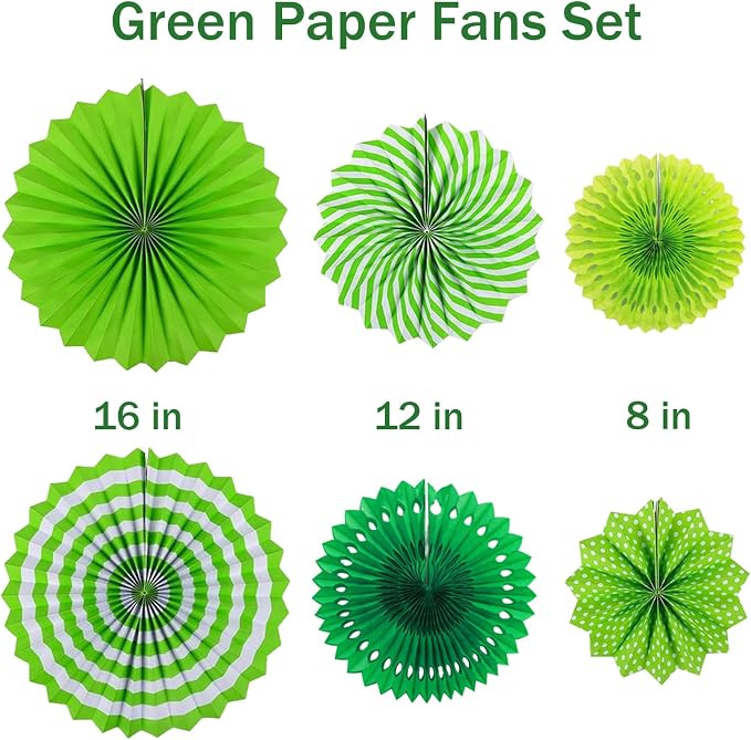 Green Party Decorations Set Birthday Paper Fan Tissue Pom Poms Streamers Theme Party Supplies Tassel Garland Banner Dinosaur Parties Arbor Day