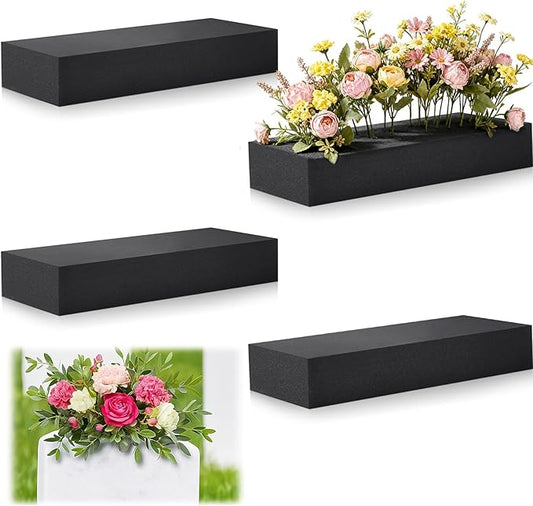 Lallisa 8 Pcs Reusable Floral Foam Blocks Water Weather Resistant Dry Floral Foam for Artificial Flower Arrangements Outdoor Flower Boxes Hanging Planters Wedding Home Decor (11.8 x 4.7 x 2'',Black)