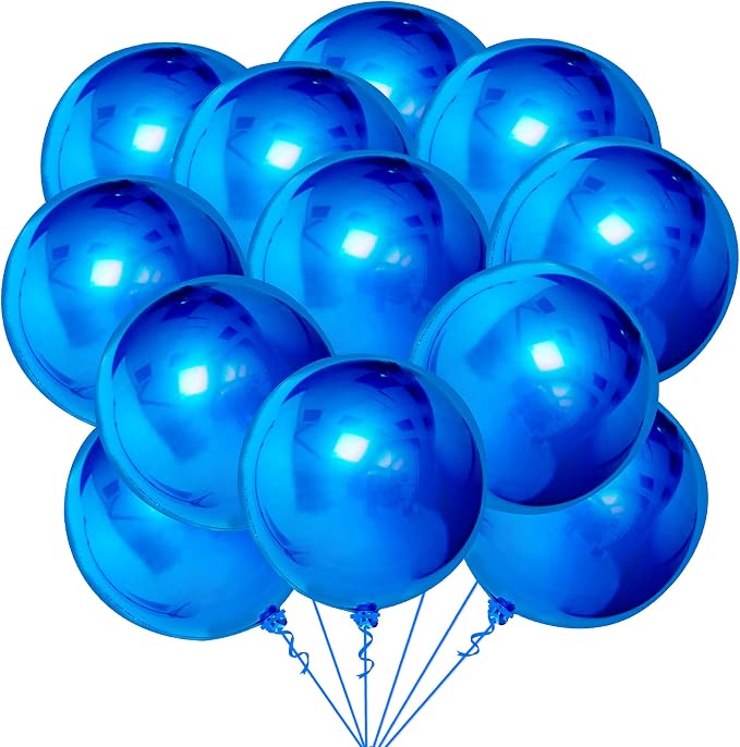 KatchOn, Royal Blue Balloons - 22 Inch, Pack of 12 | Large Metallic Blue Balloons for Fathers Day Decorations, Retirement Party Decorations | 4th of July Decorations, Birthday Decor