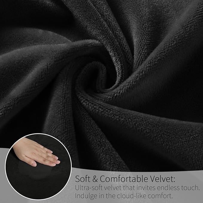 MOSAYT Velvet Stretch Chair Covers for Dining Room Set of 6 - Soft Slipcovers with Thick Removable Fabric for Parsons Chairs, Washable Seat Protectors for Kitchen, Banquet & Home Decor, Black