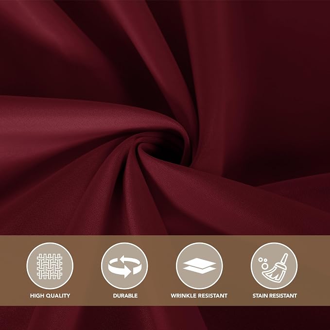 sancua Round Tablecloth 108 Inch Diameter, 6 Pack Burgundy - Circle Polyester Fabric Table Cloth for Chiristmas Party Reception Banquet Birthday, Washable Formal Table Cover (Fit 42-96 Inch Tables)