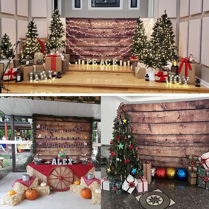 Wood Backdrop for Photography 10x10ft LFEEY Rustic Brown Wooden Photo Backdrop Vintage Old Wooden Board Photoshoot Backdrop Wood Plank Birthday Party Baby Shower Wedding Background Studio Props Vinyl