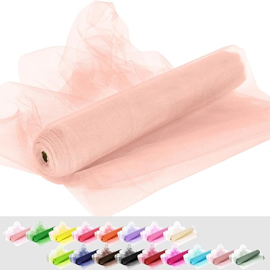 Tulle Fabric Rolls, 54 Inch by 10 Yards (30 ft) Tulle Ribbon for Wedding Party Decoration Sheer Fabric Spool Bolt, Ceiling Decor, Tutu Skirt, Christmas Gift Wrapping, Soft & Drape (Blush)