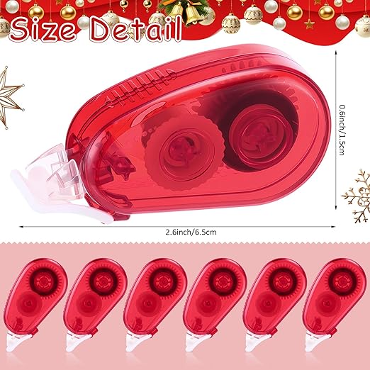 Geyee 50 Pcs Double Sided Tape Roller Permanent Adhesive 0.3 x 315'' Double Sided Tape Dots for Scrapbooking Journal Photo Paper Craft Projects Christmas Gifts (Red,Classic)