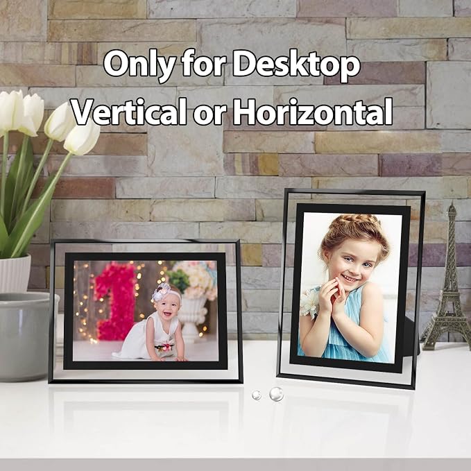 HIKWADERY 5x7 Picture Frames Black - Set of 4, HD Real Glass 5 by 7 Photo Frame for Tabletop Display, Wedding Birthday Mothers Day Gifts (5 x 7, Black)