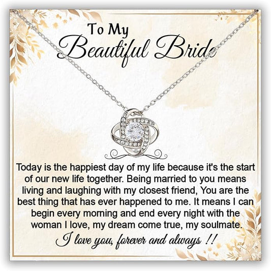 Groom To Bride Necklaces, Groom To Bride Necklace Gifts With Message Card, Groom To Bride Necklace For Wedding Day, To My Bride Necklace, Bridal Shower Necklace Gifts For Bride To Be