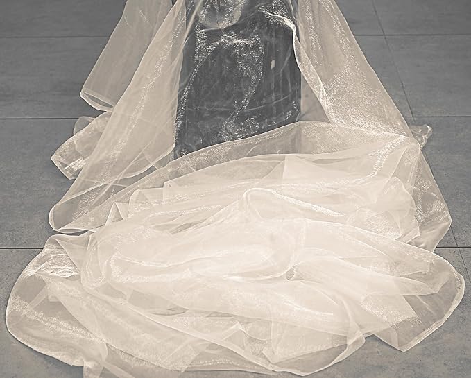 MDS Pack of 50 Yard Sheer Organza Fabric for Wedding Party Home Event Banquet Decorations, Backdrop Curtain Craft Dress Sewing Fashion DIY Crystal Organza Tulle Fabric Bolt 44” Wide - Cream