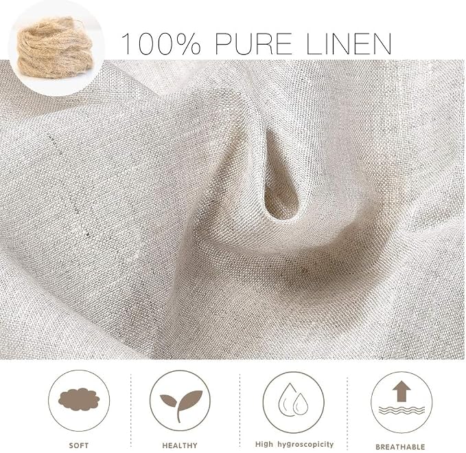 Simple&Opulence Premium 100% Linen Hemstitch Tablecloth-60 x 104 Inch Natural Linen, Natural Fabric, Rectangular Tablecloth for Indoor and Outdoor Use