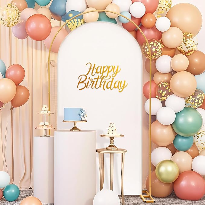 Metal Arch Backdrop Stand and Cover Set, 7.2ft Double U-Shaped Wedding Metal Arch Frame with 6.6FT White Cover, Double Backdrop Stand for Wedding Baby Shower Birthday Graduation Party Photo Backdrops