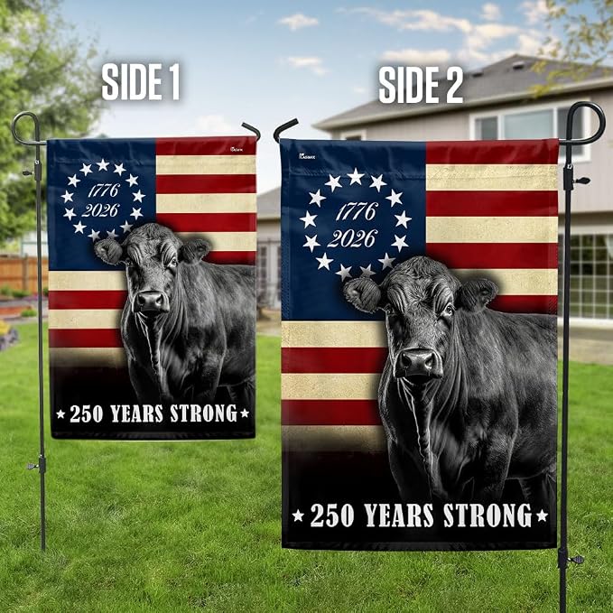 FLAGWIX 250 Years Anniversary Cattle Flag - Polyester Double-sided Yard Flags For Outside House Flag (29.5" x 39.5") - 4th of July Decorations for Home Yard Garden Decor Banner, Gifts For Men Women