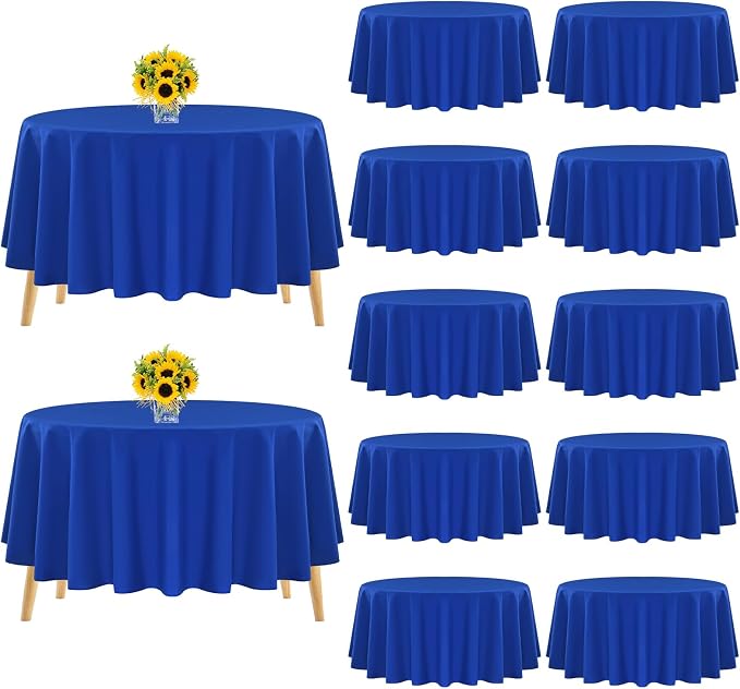 Pesonlook 12 Pack Round Tablecloth 90inch-Royal Blue Washable Fabric Polyester Round Table Cloths for Wedding/Party/Banquet/Dining/Buffet Table