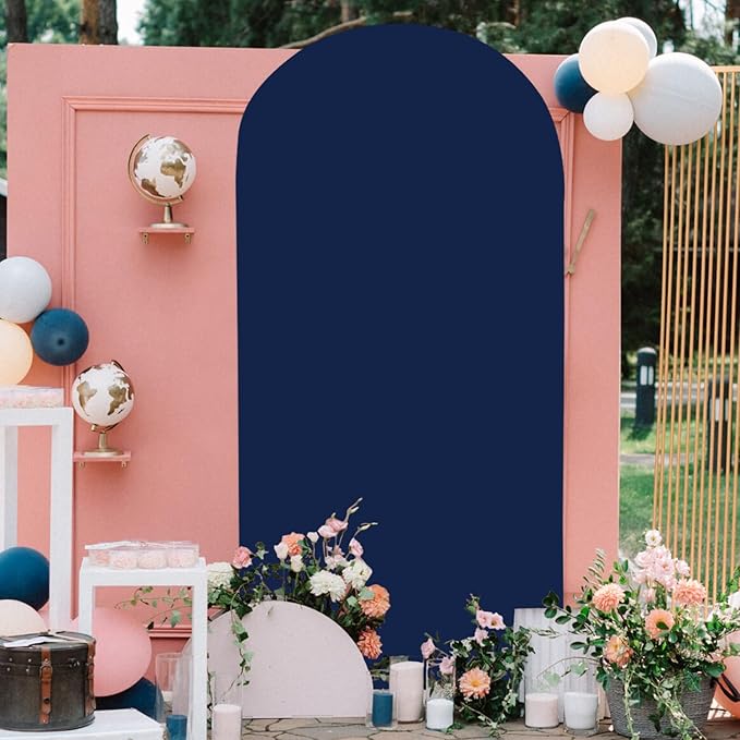 FOTSHARER Navy Arch Cover 3.3x6.6FT Spandex Arch Cover Fitted Wedding Arch Cover Balloon Party Chiara Arches Stand Covers Stretchy Arched Covers Backdrop Fabric Chiara for Party Background Decoration