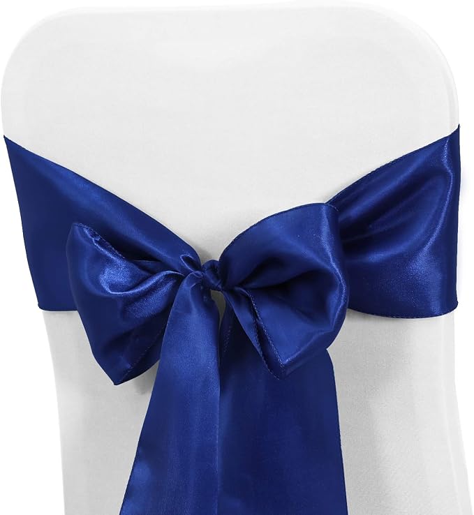 Obstal 50 PCS Satin Chair Sashes Bows for Wedding Reception- Universal Chair Cover Back Tie Supplies for Banquet, Party, Hotel Event Decorations