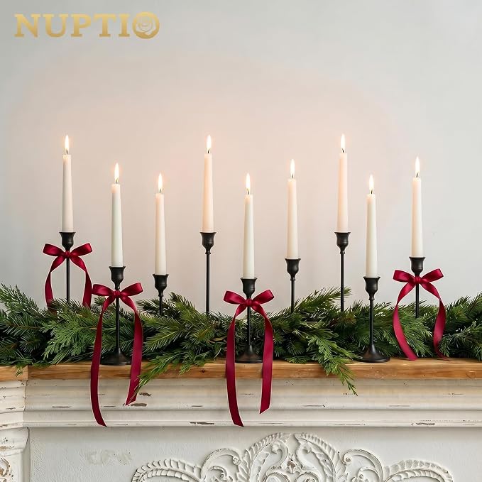 Nuptio Black Candlestick Holders 30 Pcs Candle Sticks Holder Metal Tapered Candle Holder Taper Candle Holders for Wedding Christmas Party Celebration Mantel Dinner Home Decoration