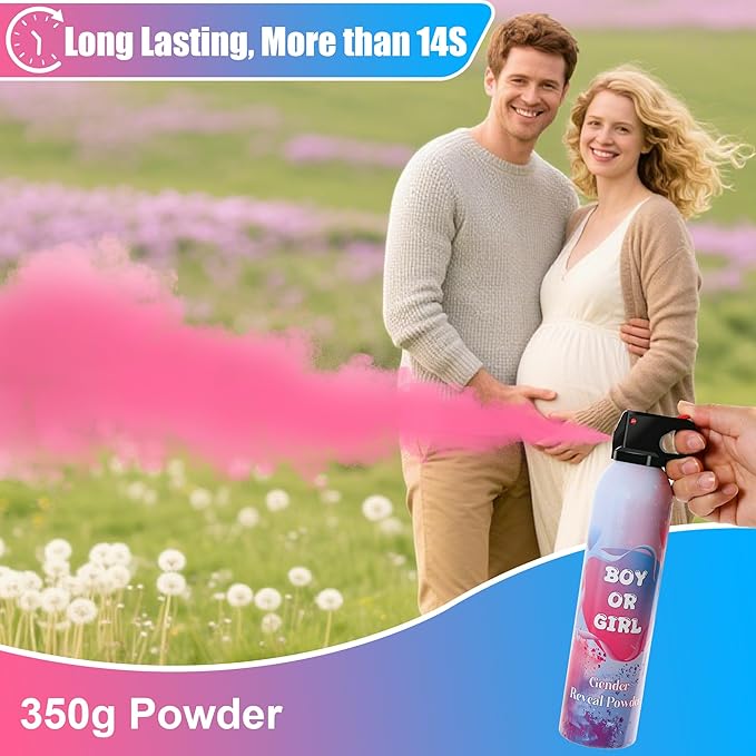 4 Pack Pink Gender Reveal Smoke Bombs for Baby Girl, Color Powder or Dust for Gender Announcement Idea, Baby Shower Decoration, Supply, Party