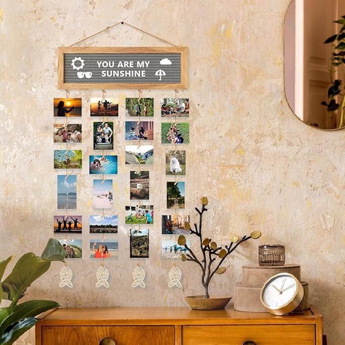 CJIAWYS Collage Picture Frames for Wall, Birthday Gifts for Mom Women Teenage Girls, Polaroid Picture Display Felt Letter Board with 270 Letters and 30 Clips, Unique DIY Mothers Day Gifts