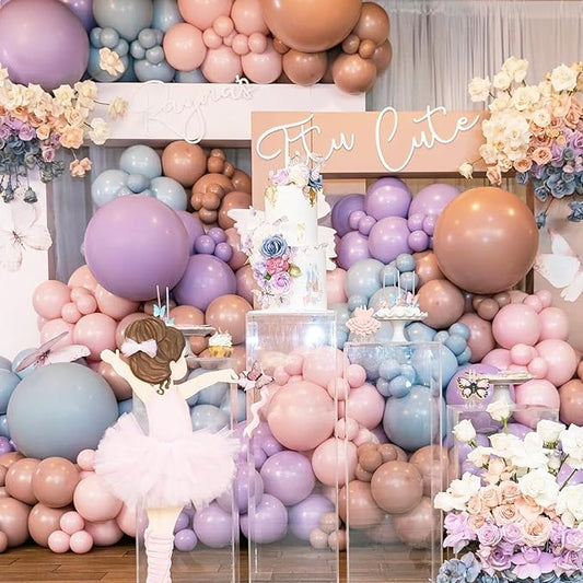 Double Stuffed Boho Balloon Arch Garland, Double Stuffed Purple Pink Blue Balloon Arch Kit for Gender Reveal Birthday Baby Shower Wedding Party Decor