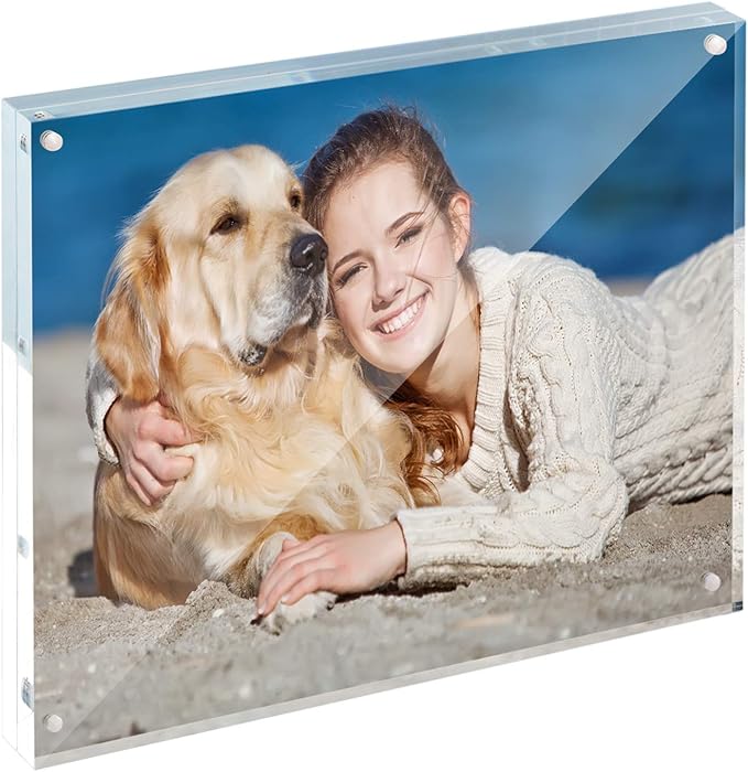 TWING 3.5x5 Inch Acrylic Picture Frames,20MM Thicknes Double Sided Magnetic Clear Photo Frame, HD Frameless Magnetic Photo Frame Display for Desktop Gift Ideal, Cleaning Cloth Included