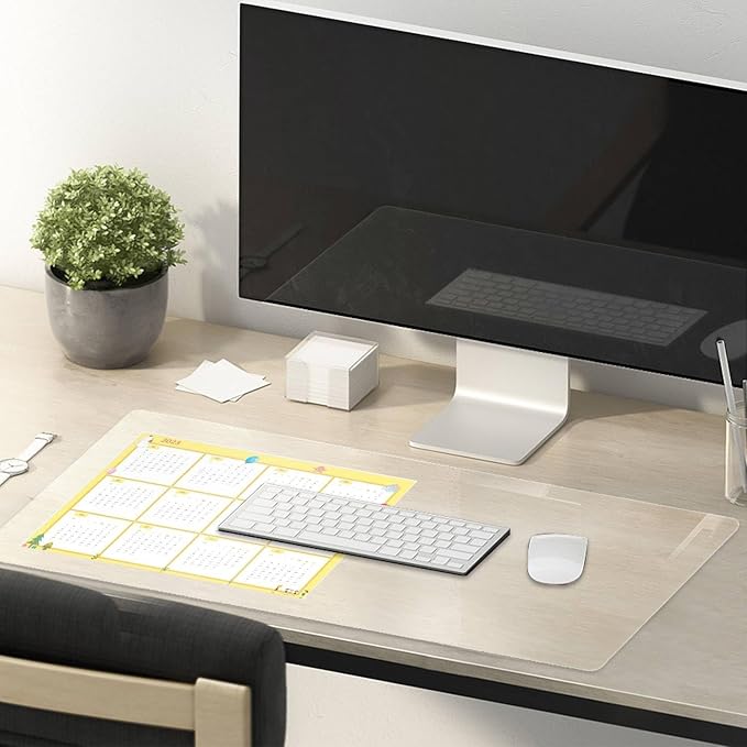 14 x 51 Inch Clear Table Cover Protector, 2mm Thick Clear Desk Mat, Plastic Table Cover, Vinyl Table Protector, Desk Mats on Top of Desks
