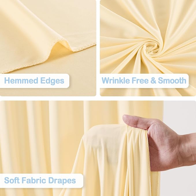 8 Panels Champagne Backdrop Curtains - Wrinkle Free Fabric Backdrop Curtain for Photoshoot, 10FT Wedding Party Photo Backdrop Drapes for Birthday Baby Shower Photography Stage Background Decorations