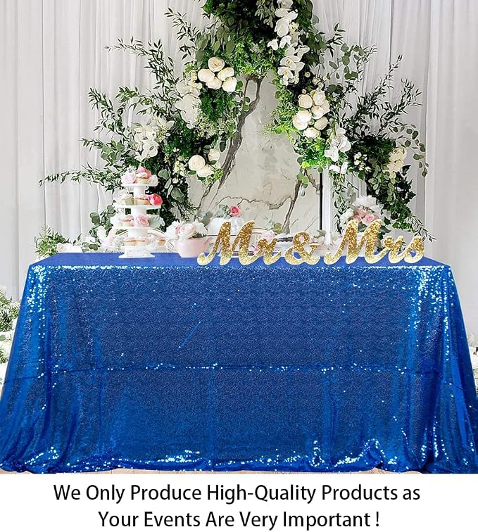 ShiDianYi Royal Blue Sparkle Tablecloth 60x102-Inch Rectangle Blue Sequin Table Cloth Twinkle Twinkle Little Star Decorations 1st Birthday Party Boy's Baby Shower