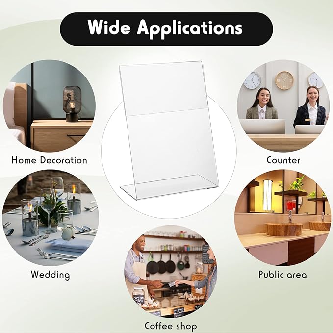 Vicenpal 120 Pcs 5 x 7 Inch Acrylic Sign Holder Acrylic Picture Frames Plastic Picture Flyer Holder l Shaped Photo Frames Self Standing Desktop Table Signs for Office, Store, Restaurant, Vertical