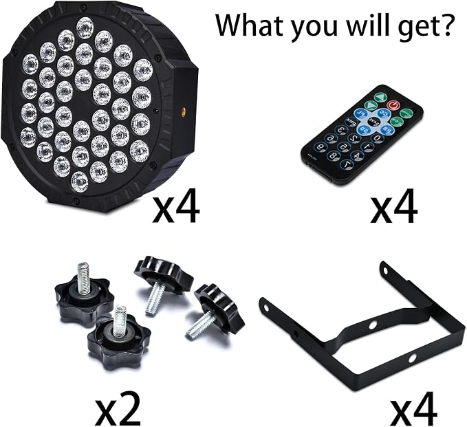 Stage Lights Dj Lights for Parties Led Stage Light Sound Activated Portable Party Light Par Light 36 Led RGB Remote Control Uplights for Disco Indoor Events Bar Birthday Wedding Outdoor