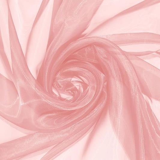 P Pothuiny Sheer Organza Fabric by The Yard, 1 Yard x 60 Inch Wide Bridal Light Pink Organza Tulle Fabric Roll Shiny Gauze Fashion Dress Sewing Craft for Wedding Party Decorations Backdrop
