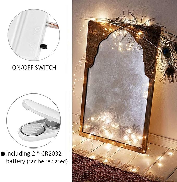 MUMUXI 48 Pack Fairy Lights Battery Operated, 7.2ft 20 Micro LED Mini Waterproof String Lights Silver Wire Firefly Starry Lights for DIY Wedding Party Mason Jars Crafts Christmas Decoration Warm White