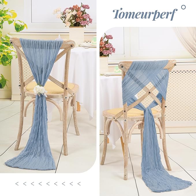 16 Pack 10Ft Cheesecloth Table Runner Dusty Blue, 20 x 120 Inch Rustic Gauze Boho Cheese Cloth Table Runners Wedding Long Table Runner for Wedding Party Bridal Shower Table Decoration