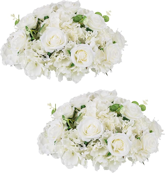 White Flowers Balls for Centerpieces: 2 PCS 15.7" Diam Flower Centerpieces for Tables in Wedding Reception Decorations Arrangement for Party Celebration Planners