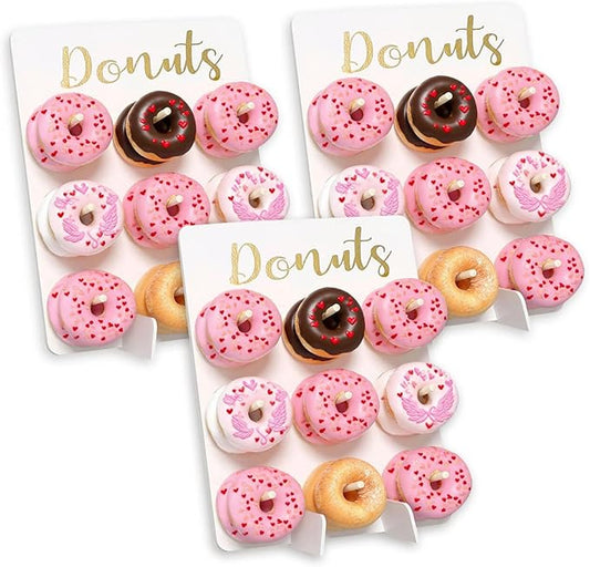 Christmas Decor 3Pcs Donut Wall Display Stand Donut Board Doughnut Bar Display Donut Decor for Baby Showers Birthday Bridal Shower Wedding Party Treat