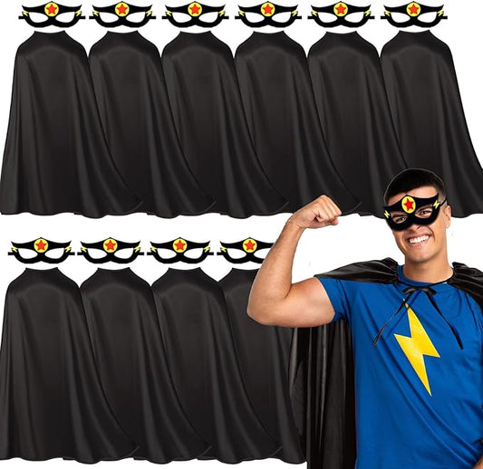 iROLEWIN Superhero-Capes for Adults Teens Masks, 10 Bulk Super-Hero Costumes Women Men Birthday Gifts Team Building Charity
